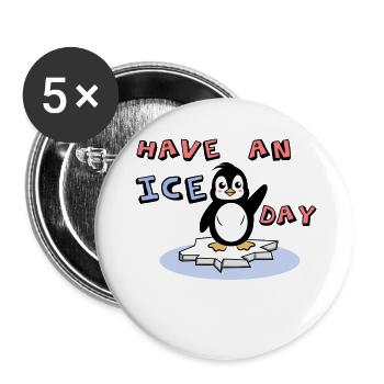 Cool Cold Sweet Penguin Déclaration Oiseau de glace Animal - Lot de 5 petits badges (25 mm) - blanc - Devant