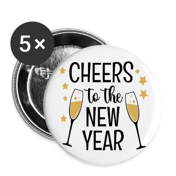 Cheers to the New Year - Buttons small 1''/25 mm (5-pack) - white - Front