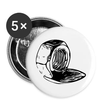 Schraubenmutter senkrecht geschmolzen - Buttons klein 25 mm (5er Pack) - Weiß - Vorne