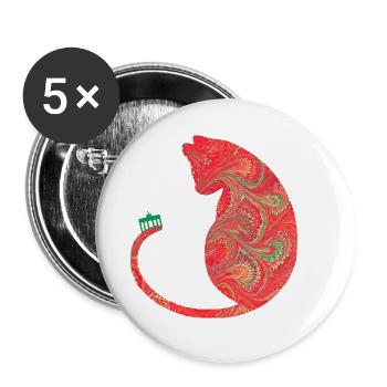 chat avec brandenburger tor e 91 - Lot de 5 petits badges (25 mm) - blanc - Devant