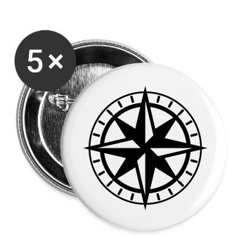 Nordic Star : Design intemporel de la boussole - Lot de 5 petits badges (25 mm) - blanc - Devant