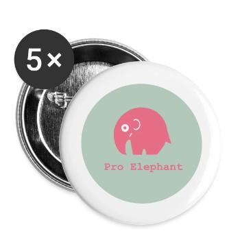 Pro Elephant - Buttons klein 25 mm (5er Pack) - Weiß - Vorne
