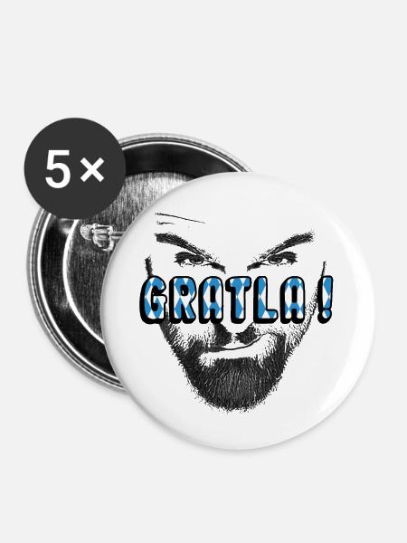 Gratla bayrisch dialekt - Buttons klein 25 mm (5er Pack) - Weiß