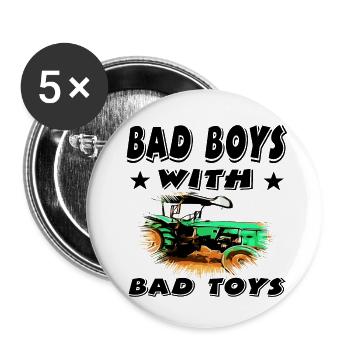 Tracteur - Lot de 5 petits badges (25 mm) - blanc - Devant