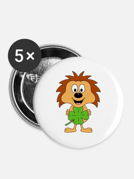 KLEEBLATT - GLÜCKSBRINGER - IGEL - TIER - Buttons klein 25 mm (5er Pack) - Weiß