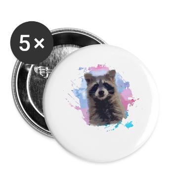 waschbär,bär,graffiti,malerei,bunt,aquarell - Buttons klein 25 mm (5er Pack) - Weiß - Vorne