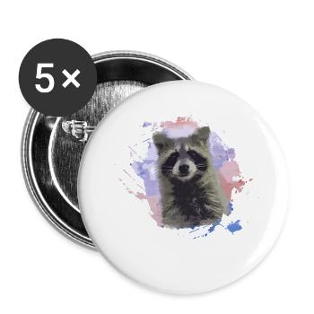 waschbär,bär,graffiti,malerei,bunt,aquarell - Buttons klein 25 mm (5er Pack) - Weiß - Vorne