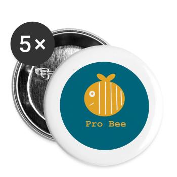 Pro Bee, Pro Biene - Buttons klein 25 mm (5er Pack) - Weiß - Vorne