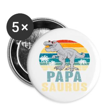 Papasaurus Father's Day Dinosaur T-Rex Gift Idea - Buttons small 1''/25 mm (5-pack) - white - Front