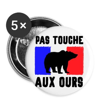 Protection des Ours - Lot de 5 petits badges (25 mm) - blanc - Devant
