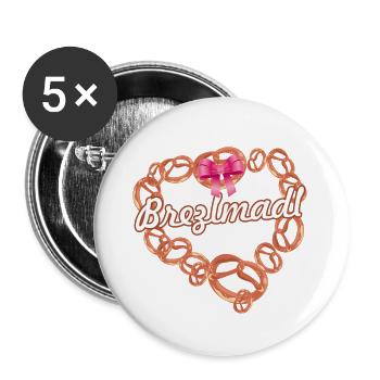 brezlmadl,brezl,brezln,madl,mädchen,herz - Buttons klein 25 mm (5er Pack) - Weiß - Vorne