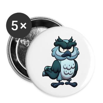 Böse Eule - Buttons klein 25 mm (5er Pack) - Weiß - Vorne