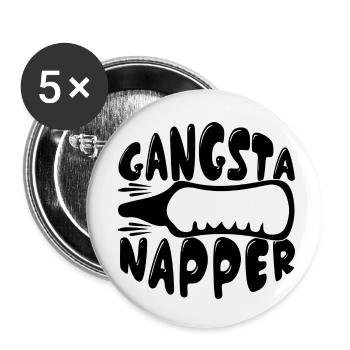 Gangsta Napper - Buttons klein 25 mm (5er Pack) - Weiß - Vorne