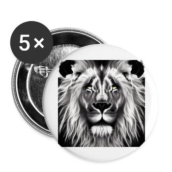 BLACK AND WHITE LION - Buttons small 1''/25 mm (5-pack) - white - Front