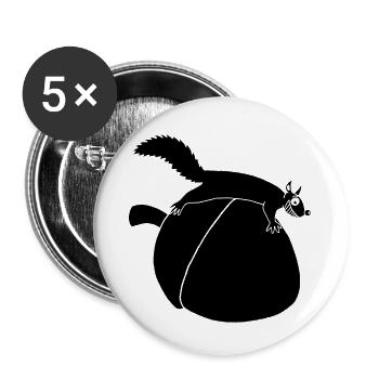 Das Eichhörnchen gegen die Eichel (schwarz) - Buttons klein 25 mm (5er Pack) - Weiß - Vorne