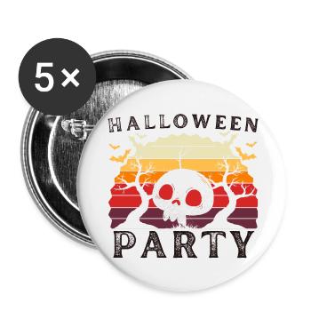 Halloween Party - Lot de 5 petits badges (25 mm) - blanc - Devant