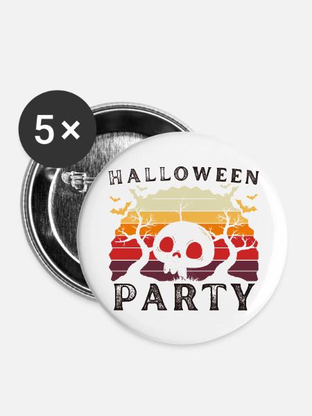 Halloween-Party - Buttons klein 25 mm (5er Pack) - Weiß