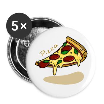 Pizza Fan - Buttons small 1''/25 mm (5-pack) - white - Front