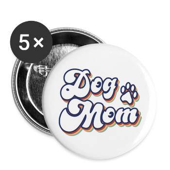 Maman chien - Lot de 5 petits badges (25 mm) - blanc - Devant