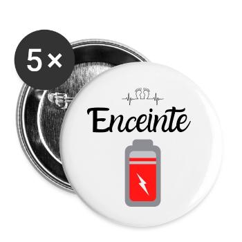 Enceinte -maman - Lot de 5 petits badges (25 mm) - blanc - Devant