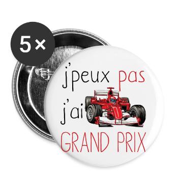 Je peux pas j'ai grand prix cadeau homme course - Lot de 5 petits badges (25 mm) - blanc - Devant