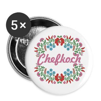 ungarische blumen,chefkoch,blumen,floral,blumen - Buttons klein 25 mm (5er Pack) - Weiß - Vorne