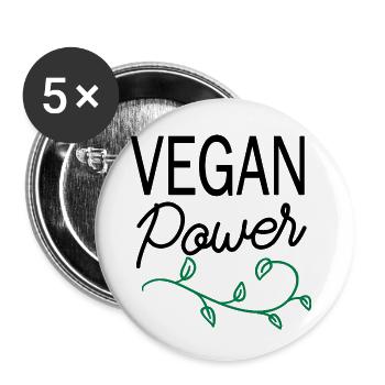 vegan power / Pouvoir végétalien - Lot de 5 petits badges (25 mm) - blanc - Devant