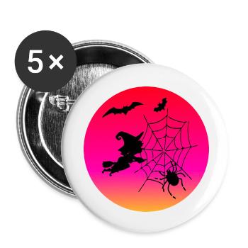 Hexenstunde - Halloween - Buttons klein 25 mm (5er Pack) - Weiß - Vorne