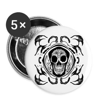 Crânes avec ornements - Lot de 5 petits badges (25 mm) - blanc - Devant