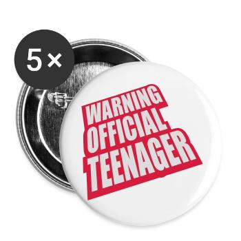 warning official teenager Zitat - Buttons klein 25 mm (5er Pack) - Weiß - Vorne