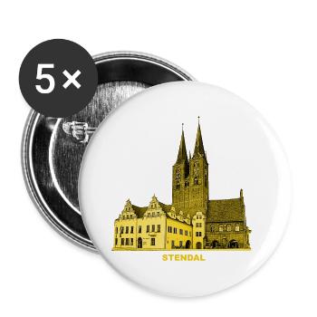 Stendal Town Hall Église Hanséatique Ville d’Altmark - Lot de 5 petits badges (25 mm) - blanc - Devant
