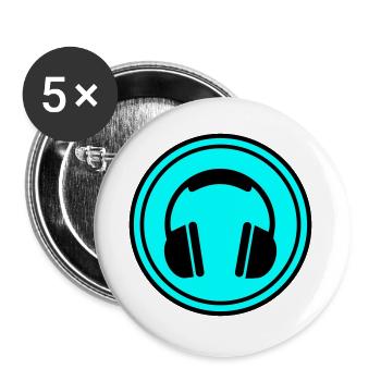 Icône casque - Lot de 5 petits badges (25 mm) - blanc - Devant