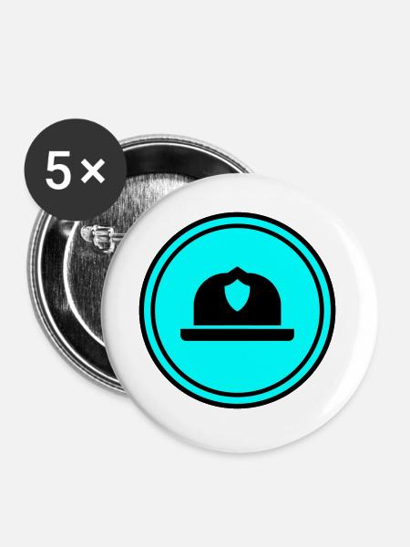 Feuerwehrhelm - Buttons klein 25 mm (5er Pack) - Weiß