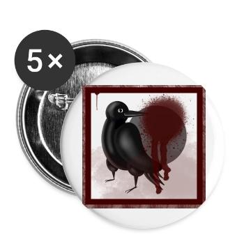 Düsterer Rabe Dohle Vogel in Schwarz - Buttons klein 25 mm (5er Pack) - Weiß - Vorne