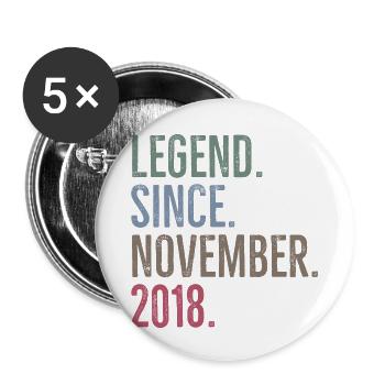 Legend Since November 2018 - Buttons small 1''/25 mm (5-pack) - white - Front