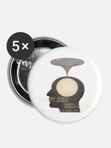 Kraft der Gedanken - Buttons klein 25 mm (5er Pack) - Weiß
