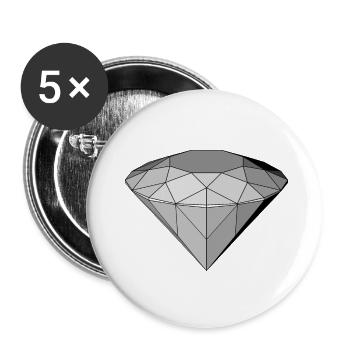 Diamant - Lot de 5 petits badges (25 mm) - blanc - Devant