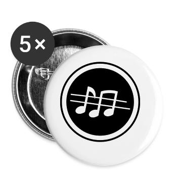 Partitions musicales - Lot de 5 petits badges (25 mm) - blanc - Devant