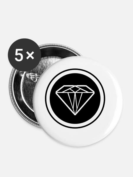 Diamant Symbol - Buttons klein 25 mm (5er Pack) - Weiß