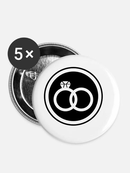 Eheringe Ring Hochzeit - Buttons klein 25 mm (5er Pack) - Weiß