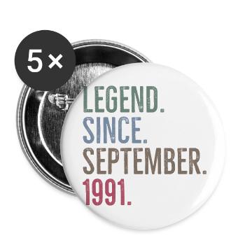 Legende seit September 1991 - Buttons klein 25 mm (5er Pack) - Weiß - Vorne