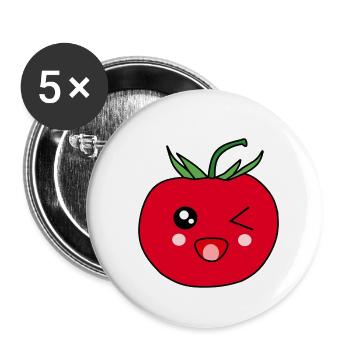 Funny Tomato with Face Kawaii Gift - Buttons small 1''/25 mm (5-pack) - white - Front