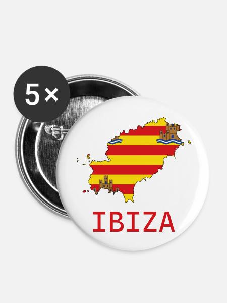 Ibiza - Buttons klein 25 mm (5er Pack) - Weiß