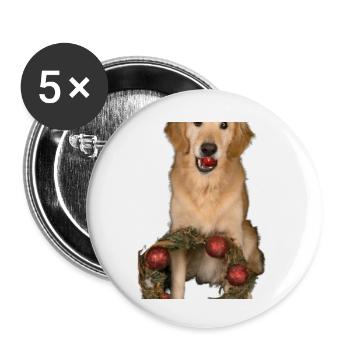 Christmas Dogs Golden Retriever Advent Wreath - Buttons small 1''/25 mm (5-pack) - white - Front