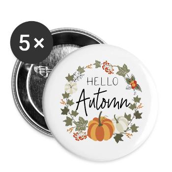 Hello automn - Lot de 5 petits badges (25 mm) - blanc - Devant