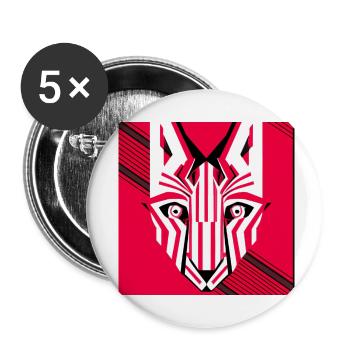 Animal Pop ART RED White v2 - Buttons klein 25 mm (5er Pack) - Weiß - Vorne