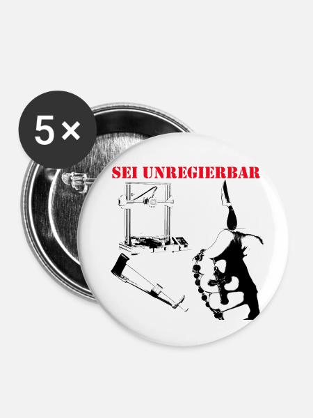 UNregierbar5 - Buttons klein 25 mm (5er Pack) - Weiß