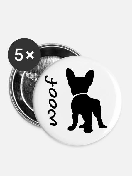 Woof - french bulldog - Buttons klein 25 mm (5er Pack) - Weiß
