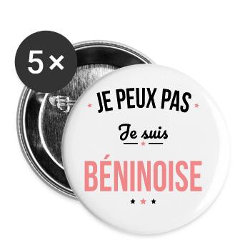 Je peux pas je suis Béninoise - Lot de 5 petits badges (25 mm) - blanc - Devant