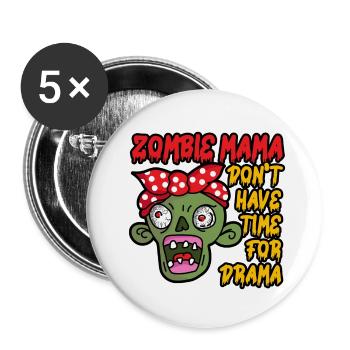 Halloween Zombie Mom n’a pas de temps pour le drame - Lot de 5 petits badges (25 mm) - blanc - Devant